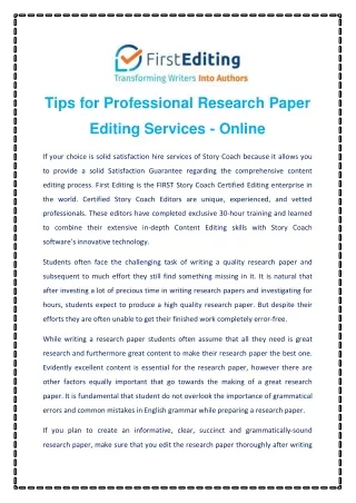 tips for professional research paper