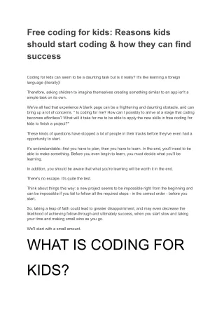 Free coding for kids_ Reasons kids should start coding & how they can find success
