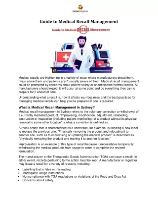guide to medical recall management
