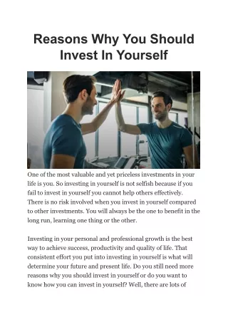 Darren Ainsworth | Reasons Why You Should Invest In Yourself