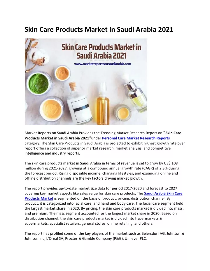 skin care products market in saudi arabia 2021