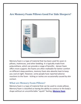 are memory foam pillows good for side sleepers