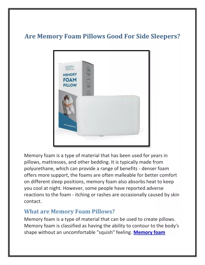 are memory foam pillows good for side sleepers