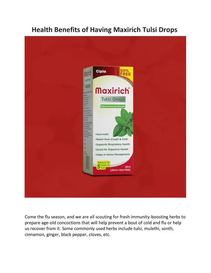 health benefits of having maxirich tulsi drops