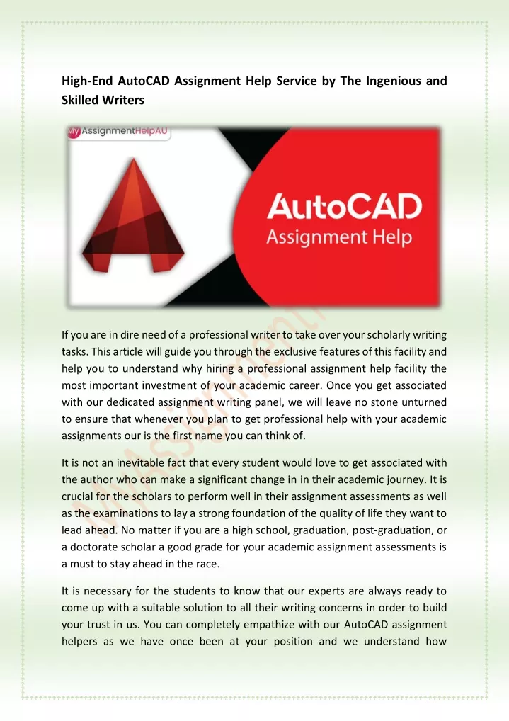 high end autocad assignment help service