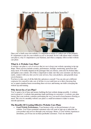 What are website care plans and their benefits