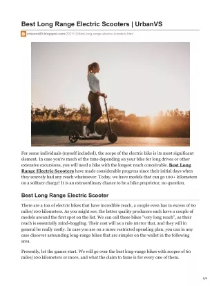 Best Long Range Electric Scooters