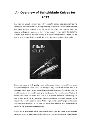 an overview of switchblade knives for