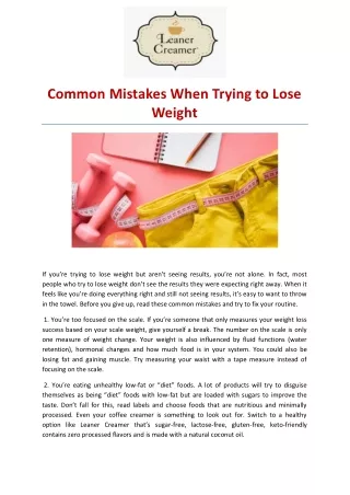 Common Mistakes When Trying to Lose Weight