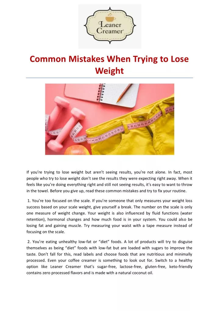 common mistakes when trying to lose weight