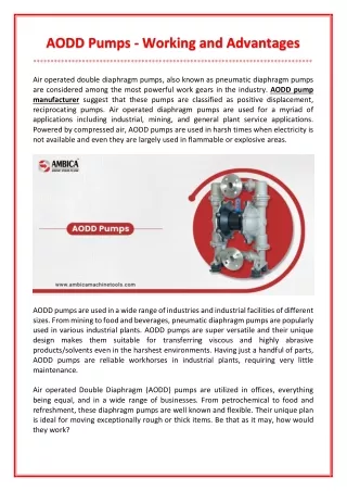 aodd pumps working and advantages