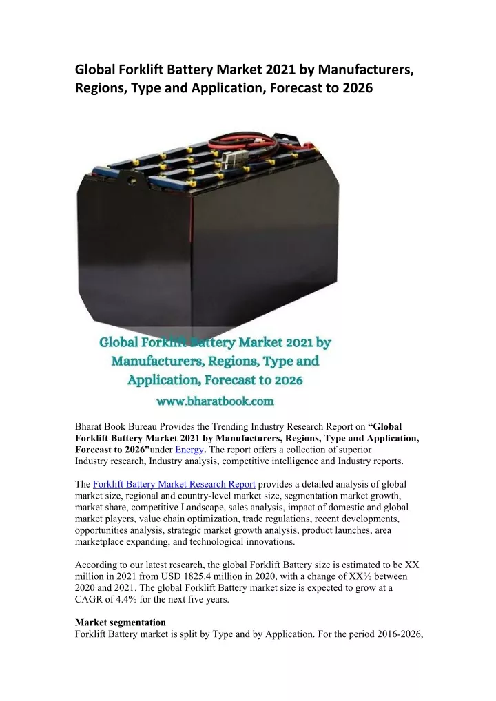 global forklift battery market 2021