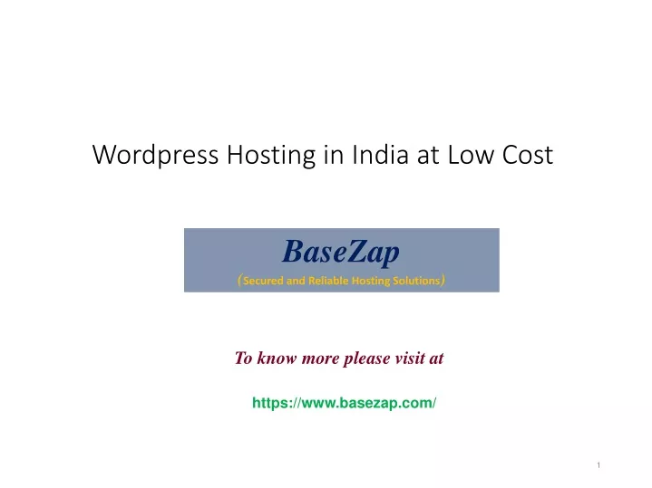 PPT - WordPress Hosting in India at Low Cost PowerPoint Presentation ...