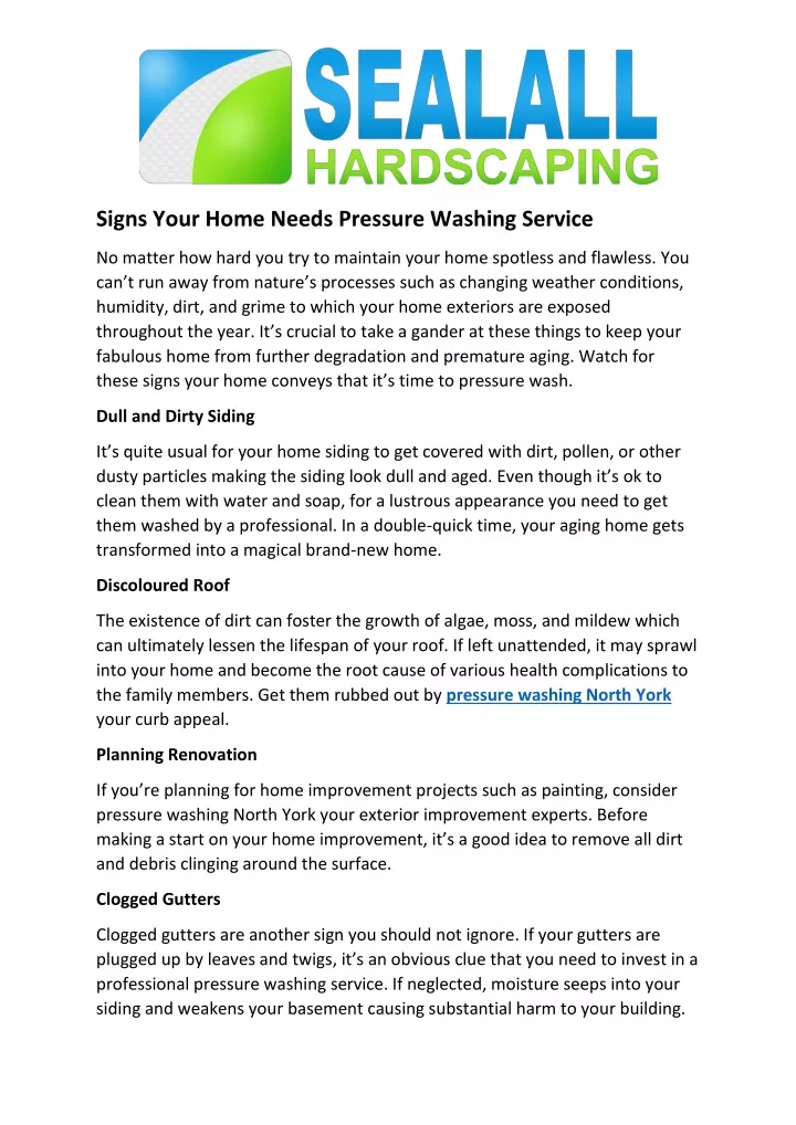 signs your home needs pressure washing service