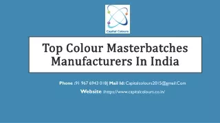 Top Colour Masterbatches Manufacturers In India