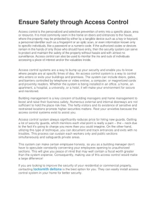 Ensure Safety through Access Control
