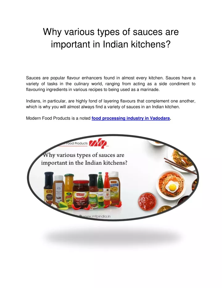 why various types of sauces are important