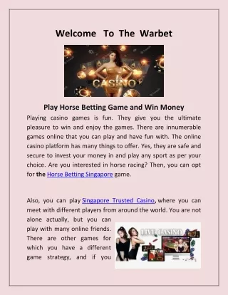 Play Horse Betting Game and Win Money