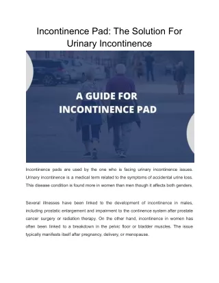 incontinence pad the solution for urinary