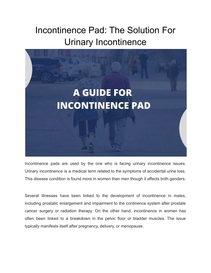 incontinence pad the solution for urinary