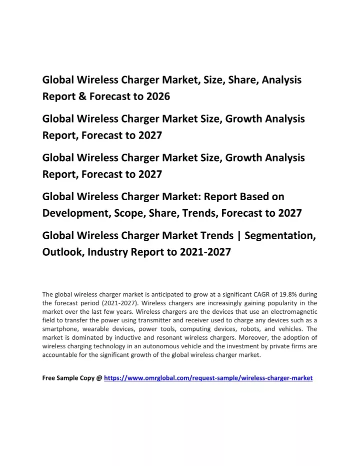 global wireless charger market size share