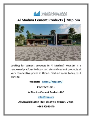 Al Madina Cement Products | Mcp.om