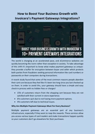 How to Boost Your Business Growth With Invoicera’s Payment Gateways Integrations