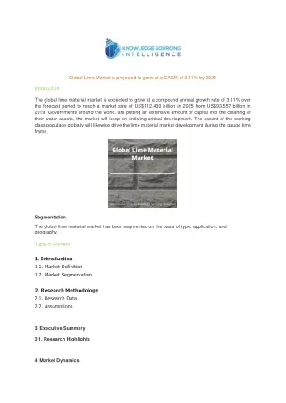 global lime market is projected to grow at a cagr