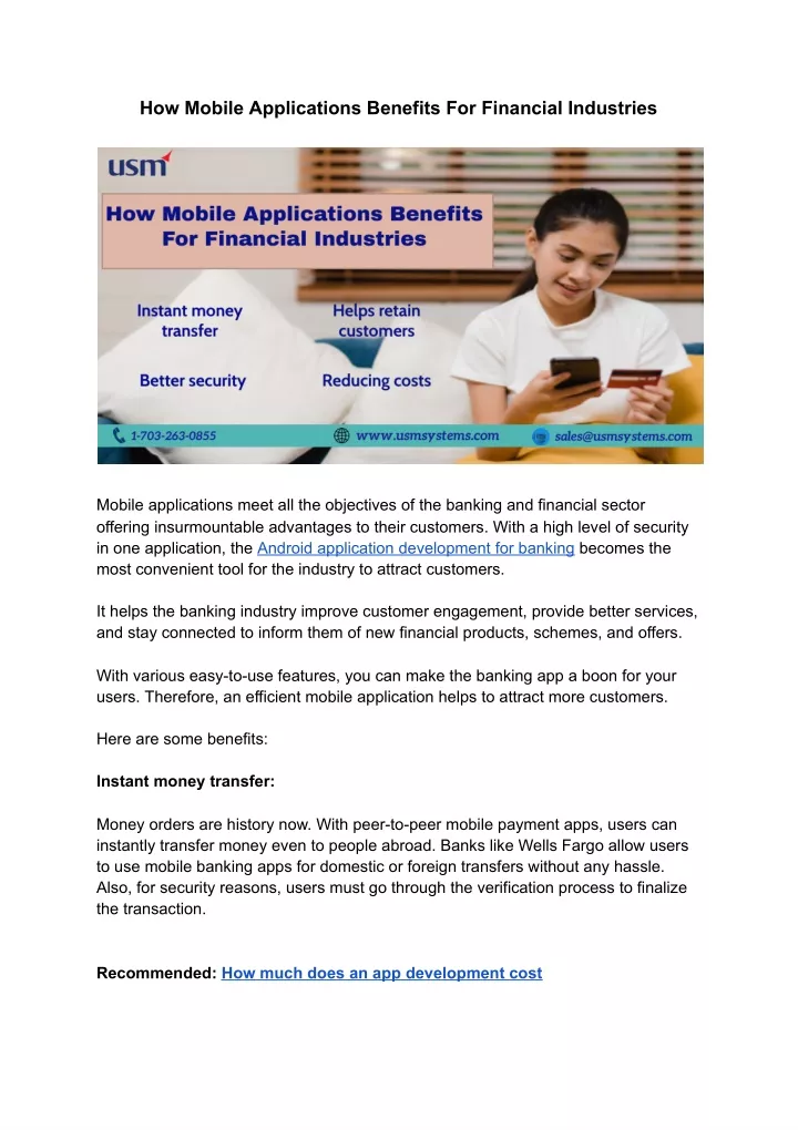 how mobile applications benefits for financial