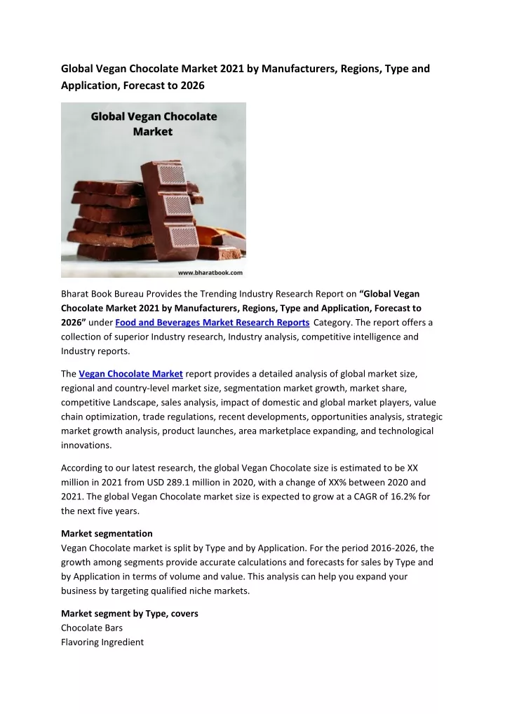 global vegan chocolate market 2021