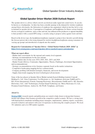 global speaker driver industry analysis