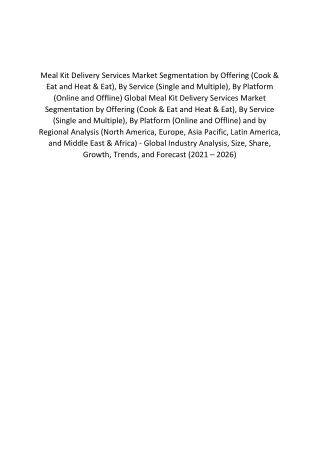 meal kit delivery services market segmentation