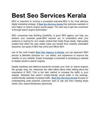 Best Seo Services Kerala
