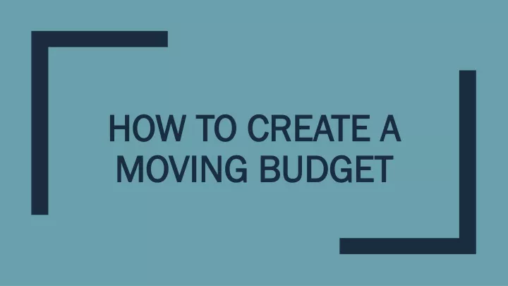 how to create a moving budget