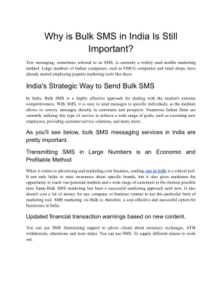 Why is Bulk SMS in India Is Still Important?