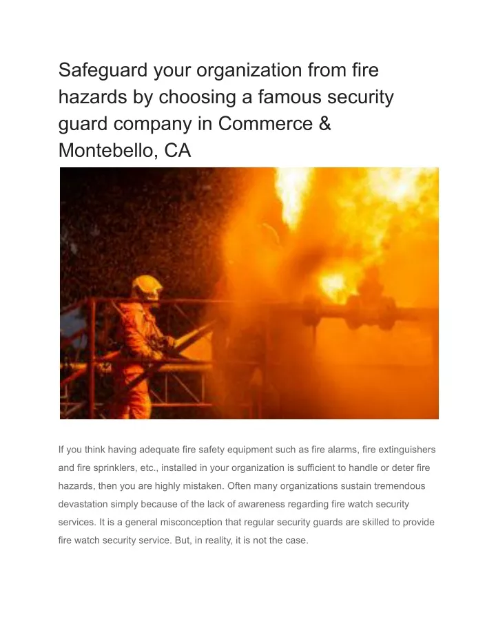 safeguard your organization from fire hazards