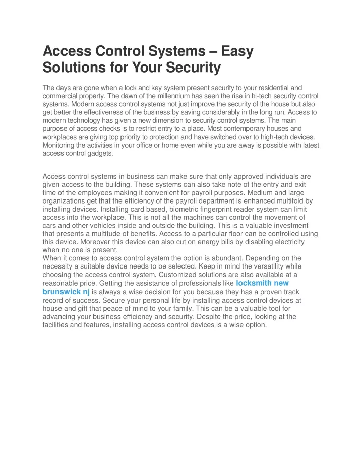 access control systems easy solutions for your