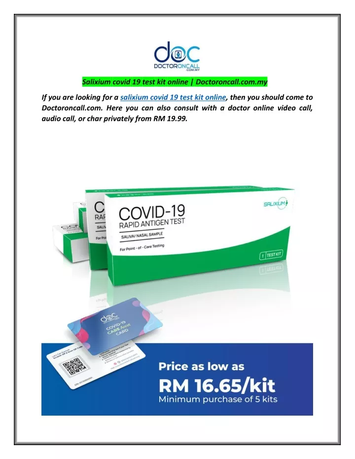 salixium covid 19 test kit online doctoroncall