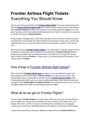 Frontier Airlines Flight Tickets | Airbeastravel