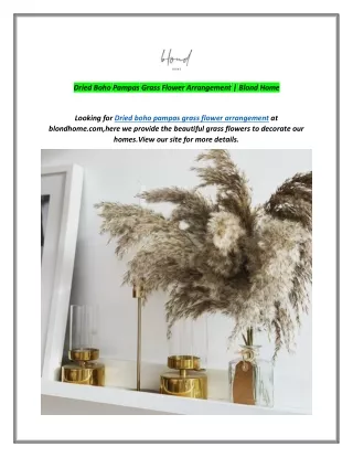 Dried Boho Pampas Grass Flower Arrangement | Blond Home