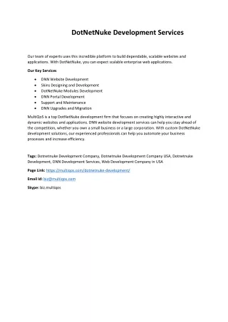 DotNetNuke Development Services MultiQoS