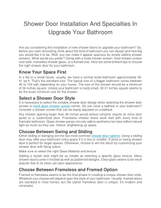 Shower Door Installation And Specialties In Upgrade Your Bathroom-converted
