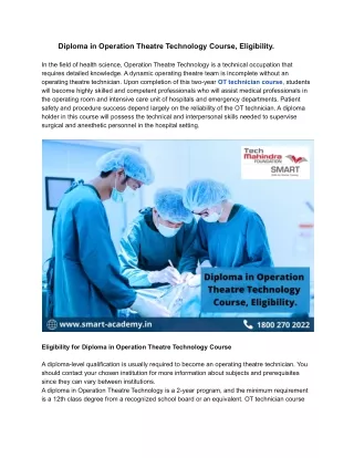 diploma in operation theatre technology course
