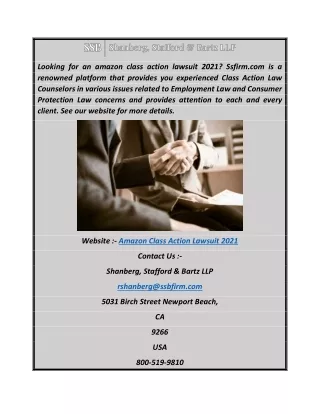 Amazon Class Action Lawsuit 2021  Ssfirm.com