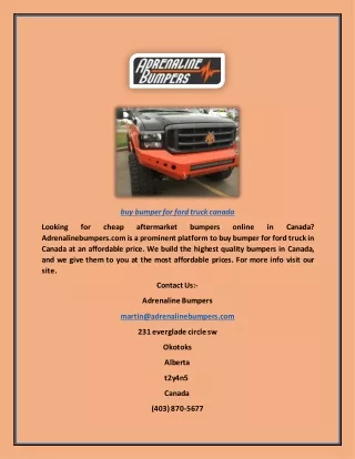 Buy Bumper for Ford Truck Canada | Adrenalinebumpers.com