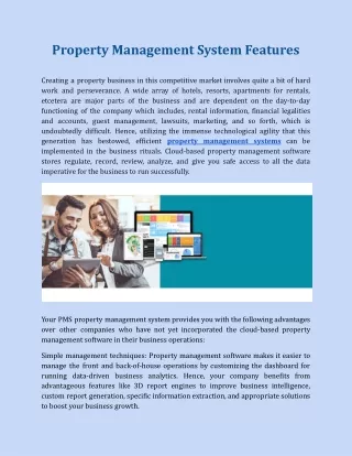 Property Management System Features