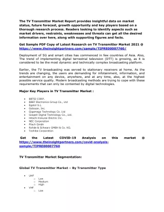 the tv transmitter market report provides