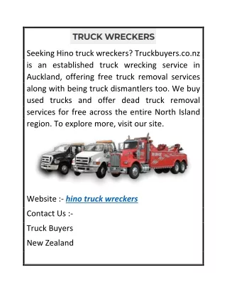 Hino Truck Wreckers  Truckbuyers.co.nz