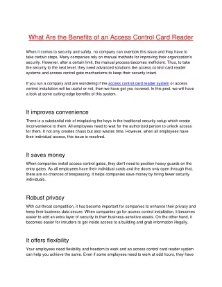 what are the benefits of an access control card