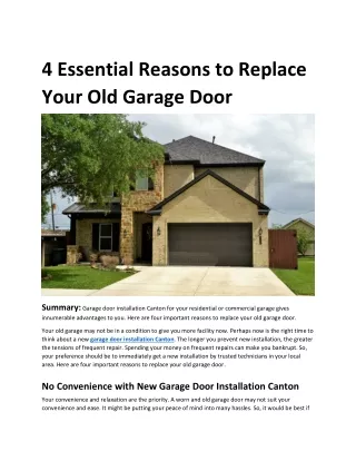 4 Essential Reasons to Replace Your Old Garage Door